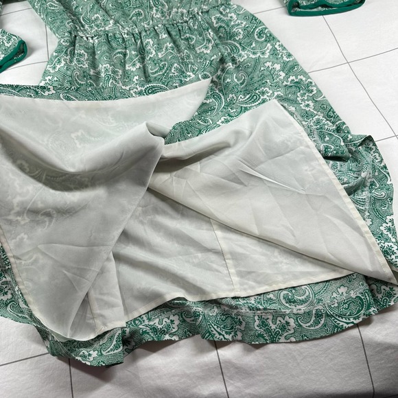 Boden Dress Womens 6 Green Dolly Day Paisley Faux Wrap Elastic Waist Classic - Picture 7 of 11